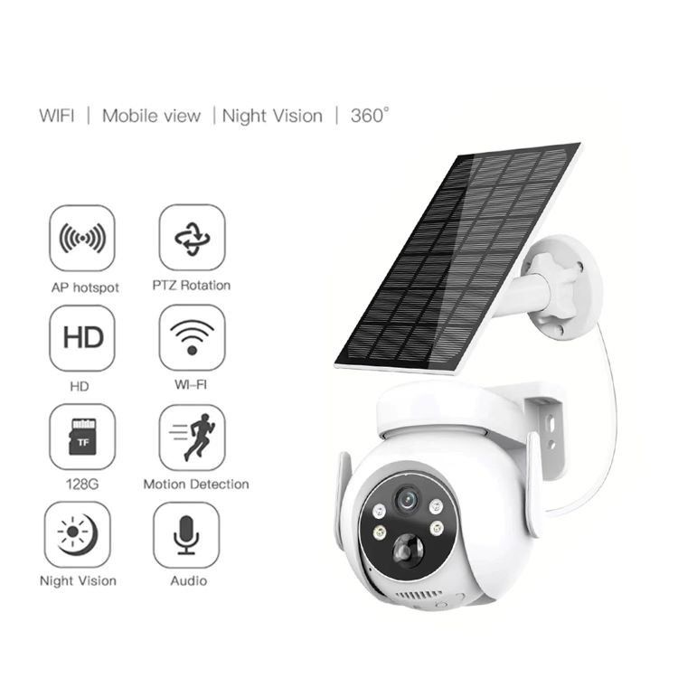 2MP WiFi Solar Motion Kamera Wasserdichtung 2Way Talk Farbnachtsicht